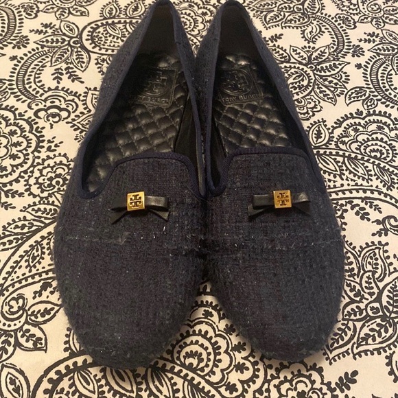Tory Burch Shoes - Tory Burch loafers navy tweed